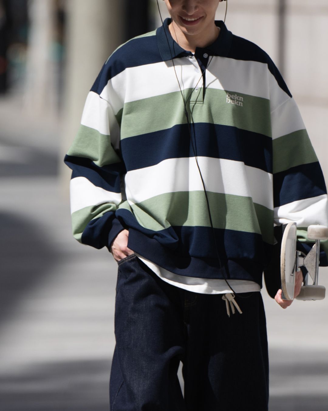 【10日以内お届け】Border Polo Sweatshirt　LS101