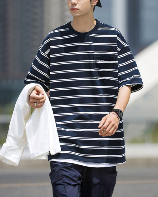 Pocket Border Navy T-shirt　ST125