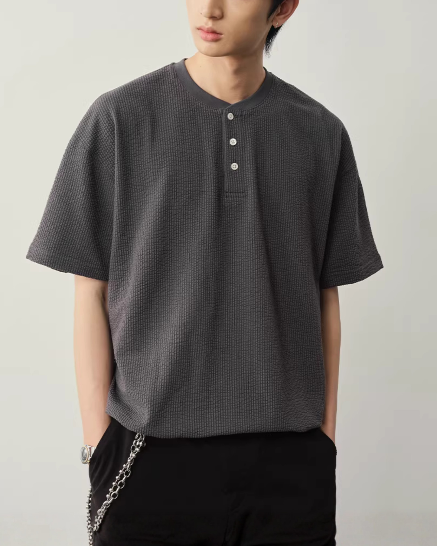 【10日以内お届け】Thermal Henley Neck T-shirt　ST182