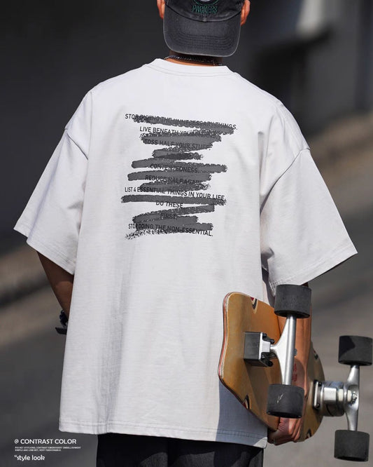 Overprint Text Design T-shirt　ST100