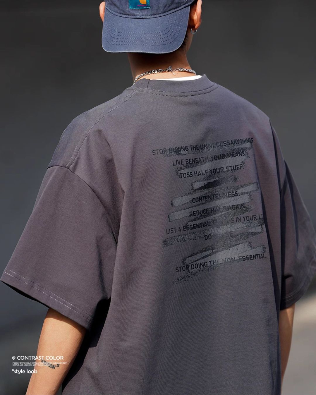 Overprint Text Design T-shirt　ST100