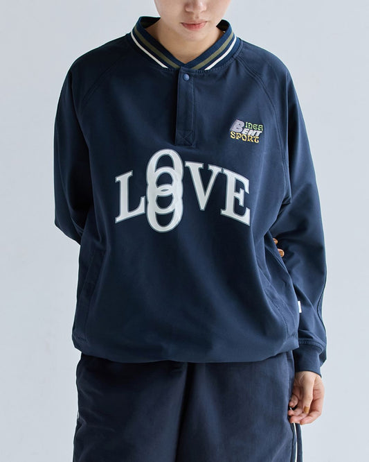 V-neck Half Button Logo Pullover　SW093