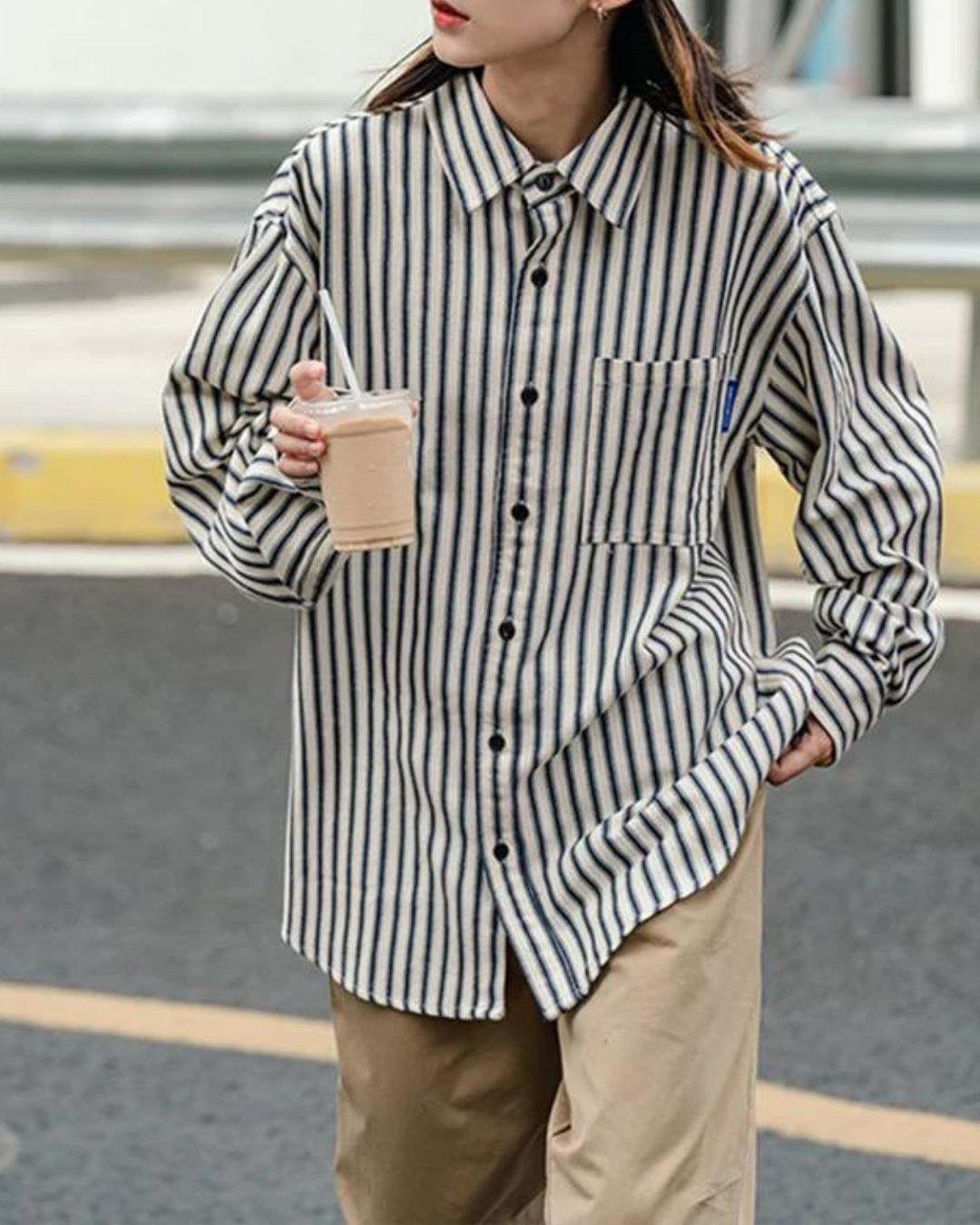 Stripe Loose shirt　LS001