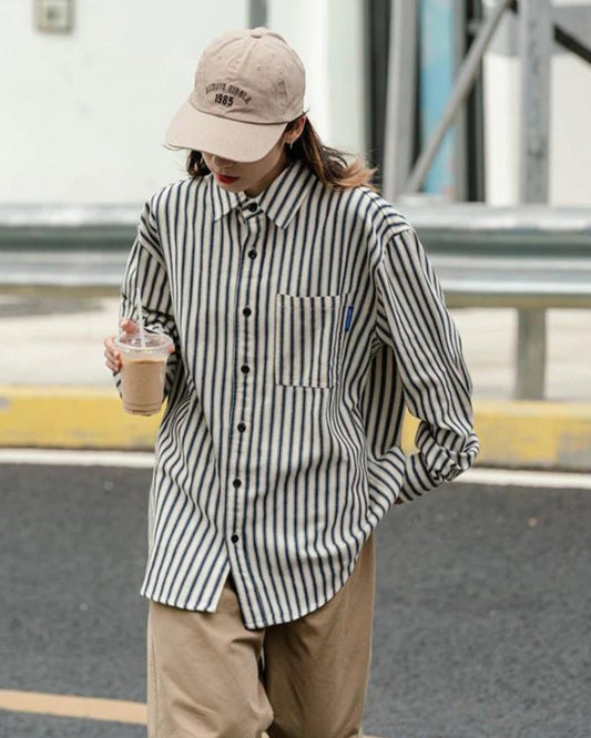 Stripe Loose shirt　LS001