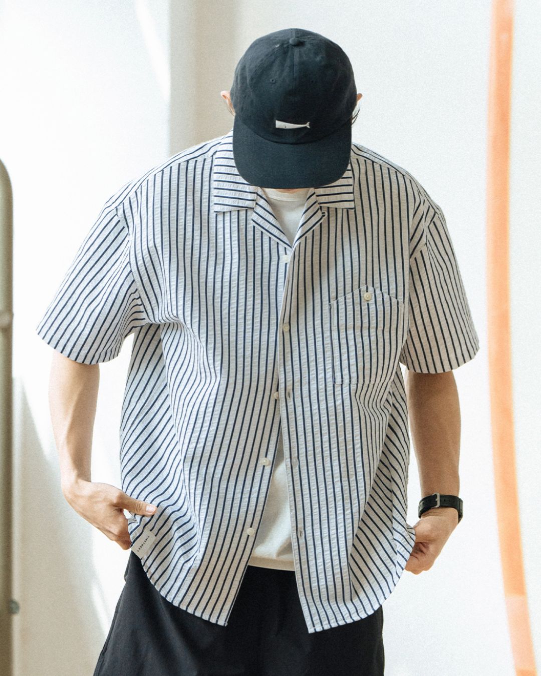 Open Collar Striped-Shirt　SS025