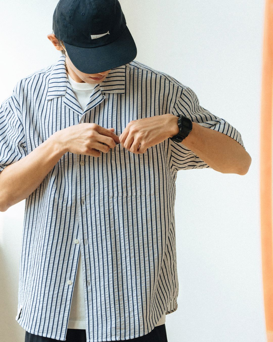 Open Collar Striped-Shirt　SS025